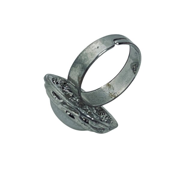 Lot Of 6 Silver Tone And Faux Pearl Statement Rings (R454) - Picture 13 of 13